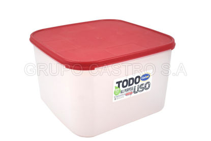 Foto de HERMETICO CUADRADO GRANDE #3 (8LTR) 30885 CEREZA 26X26X16 CM TACOPLAST PLASTICO