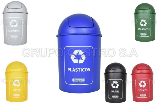 Foto de BASURERO 20LTR C/ TAPA  PAPEL NEGRO BALANCIN 86107 30anx49altcms TACOPLAST 