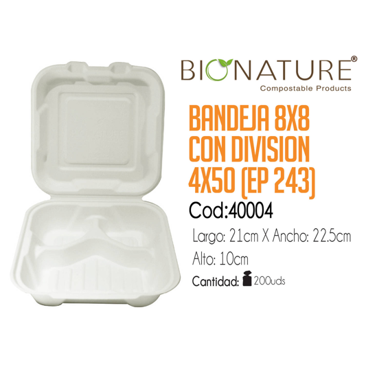 Foto de Empaque 50uni de 8x8 biodegradable c/division EP243/ES015/40004 bionature