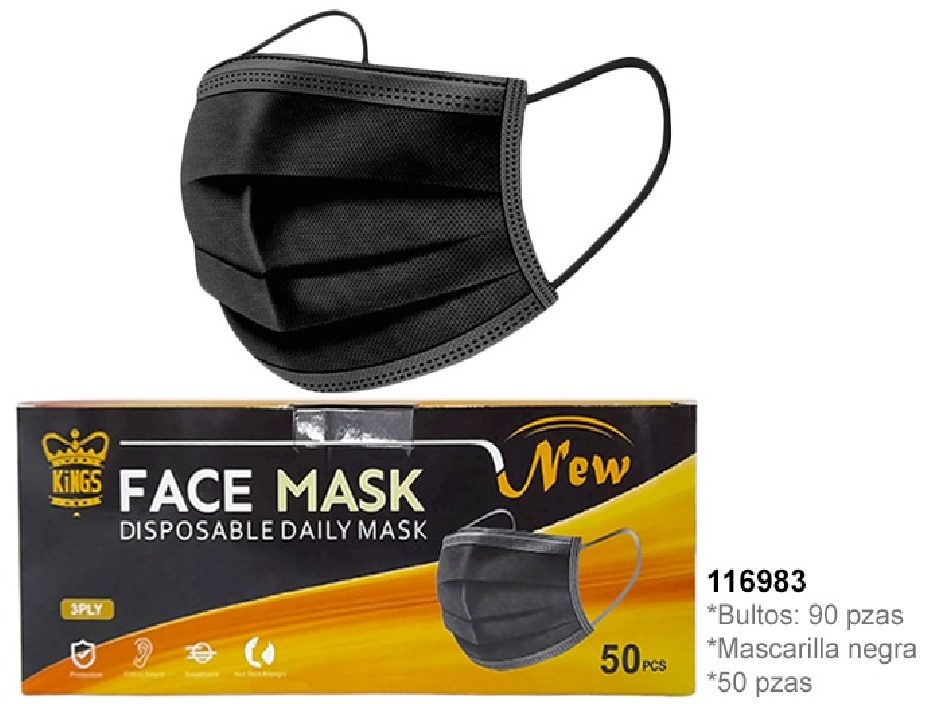 MASCARILLAS NEGRA 50 UDS