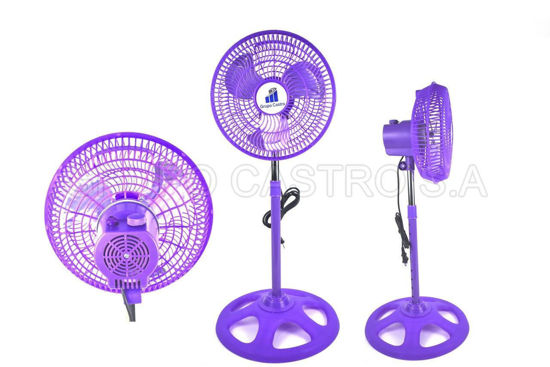 Foto de Ventilador 10" Pie GRUPO CASTRO Morado Aspa Metal-malla Plastica (6)