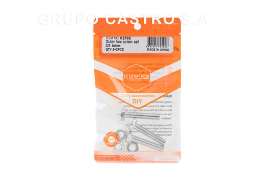 Foto de Tornillo c/tuerca hexagonal 3+3 pcs blister KKYJIA (8x40mm) K2592 GET59-33 (288)