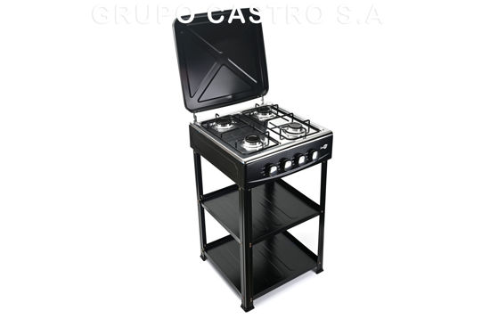 Foto de Estufa gas 4 Quem Negra c/Mueble 2 niv STARLUX SGS-6024J GET25-09 49x49 larg,anch /79 alt cms (1)