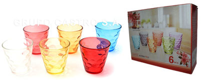 Foto de Vaso Vidrio Burbuja colores SET 6pcs 200 ml /6,7 onz 8,5 x 8,5 cms GET70-24 (18)
