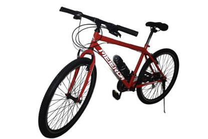 Foto de Bicicleta 26" hierro, MTB, 18 cambios N672401 roja cintas aluminio reforzado