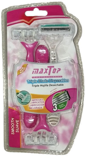 Foto de Prestobarba Set 3 pcs 3 hojas GET48-04 MAX TOP MAX-301B Rosada (72)