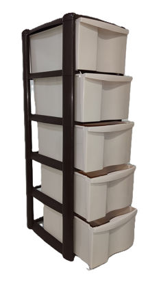 Foto de *QUEBRADO* GAVETERO DELUX 5 NIV CAFE COCOA/CREMA AA11209V CG1 104X43X43 CMS