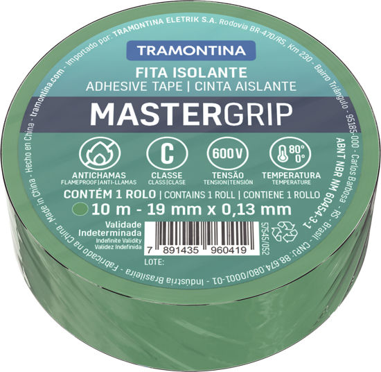 Foto de Tape Electrico Verde 57545/052 10mtrs 0.13x19mm Mastergrip Tramontina clase C (10)