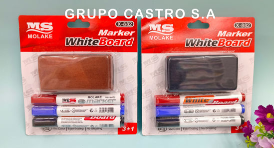 Foto de Marcador Pizarra X-882 Set 4 pcs 3 marc,+ borrador MS MOLAKE NCB2404 (240)