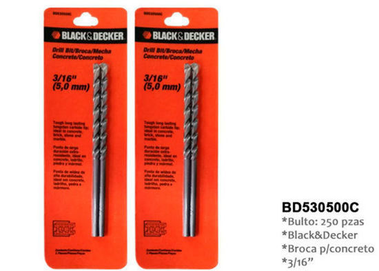 Foto de Broca Concreto Acero set 2pcs 3/16" BD530500C Black+Decker 5mm