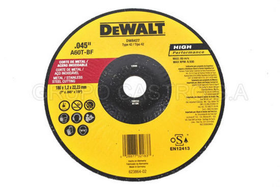 Foto de DISCO METAL CORTE FINO7X0.045X7.8"  DEWALT (DW8427)RPM8.500