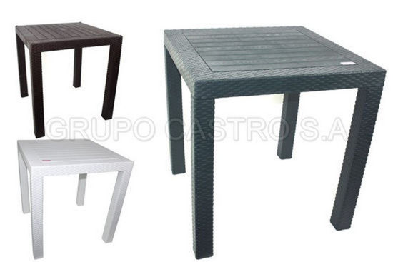 Foto de MESA CUADRADA RATAN BLANCO MARFIL 73X73X76 CM 80342 TACOPLAST PLASTICO