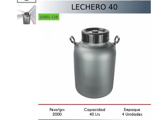 Foto de Envase lechero 40 ltrs c/t rosca L0001-479 2.000 grs APM 56.5alt,36 anc cms (4)