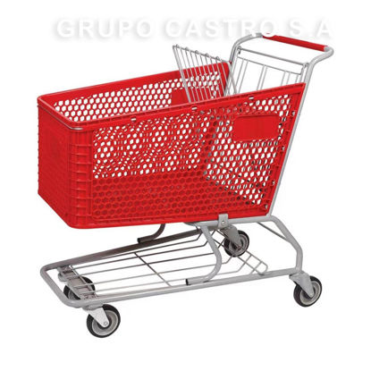 Foto de Carro Supermercado Plástico 150 ltrs rojo O5N2892 99x54x100cms (1)