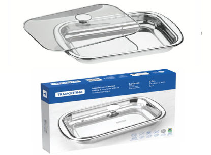 Foto de Bandeja rectangular acero inox. c/t vidrio 61315/344 34cms /2.2ltrs tramontina (6)