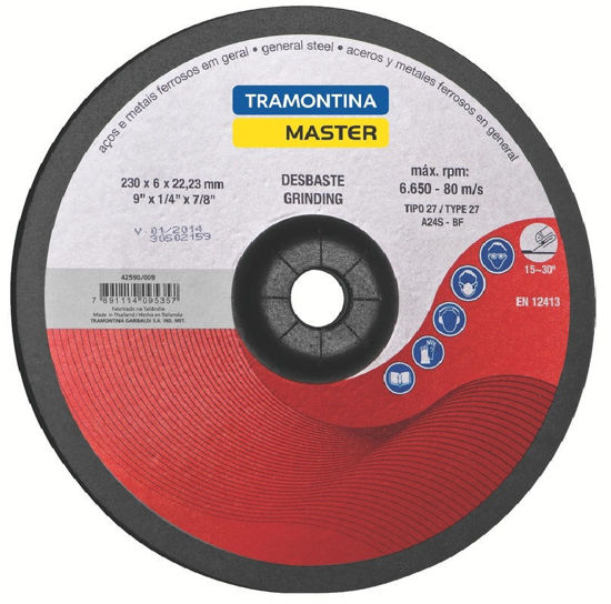 Foto de Disco Metal esmerilar 9"x1/4"x7/8" 42590/009 tramontina master 6.650 rpm (12)