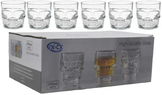 Foto de Vaso vidrio Set 6 pcs Calavera 9x8 cms 275 ml 9onz GET70-20 KL-W5300 (8)