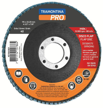 Foto de Disco Flap 4.1/2"x7/8" 45104/001 grano 40/1000 hojas tramontina pro13.300 rpm (12)