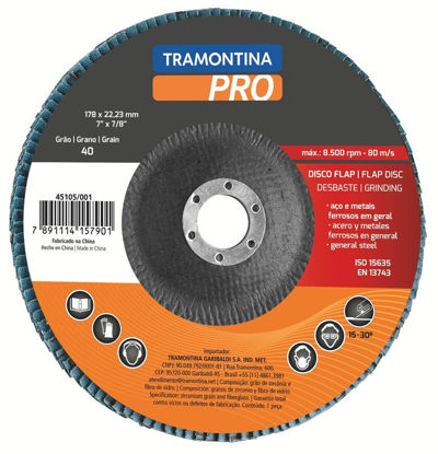 Foto de Disco Flap 7"x7/8" Grano 40 #45105/001 1000 hojas Tramontina Pro (12)