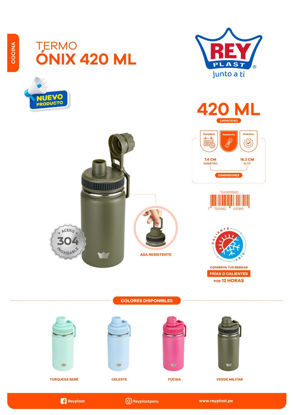 Foto de Termo Onix p/cafe Acero Inox 420ML THO011900  16.3x7.4cms reyplast