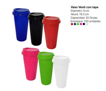 Foto de Vaso venti plastico c/tapa diverplast 20onz 18.3x9cms (100)