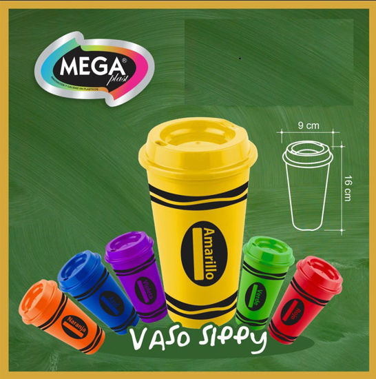 Foto de Vaso Plast 16 onz Sippy c/tapa AA12140V Colores Megaplast 