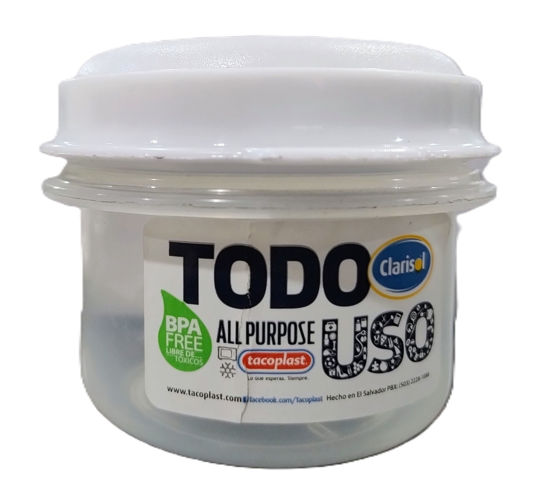Foto de HERMETICO 1/4 BOT (236ML) C/T BLANCO 7X9 CM 30508 TACOPLAST PLASTICO