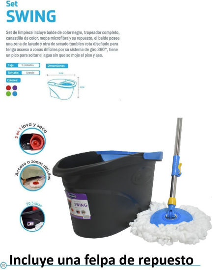 Foto de Palo Piso Tanque Azul Set Swing 50x29 cms 20.5 ltrs SSW001 Prolimso