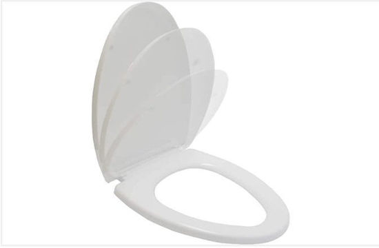 Foto de Asiento Inodoro Ovalado Alargado Cierre lento Blanco O8F28912 45x35.5 cms (10)
