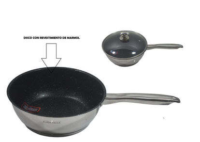 Foto de Sarten Acero Inox 25x8.5cms/3.4L disco Reves Marm c/t vidrio P422401 Kaisa Villa KV-6614