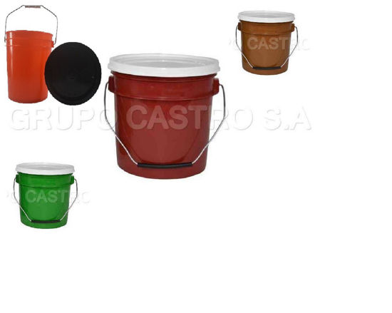 Foto de Cubeta 2 gln - 7,5 ltrs 22x26cms C/T y Agarr Metalica Anaranjado Salvaplastic 84480000 