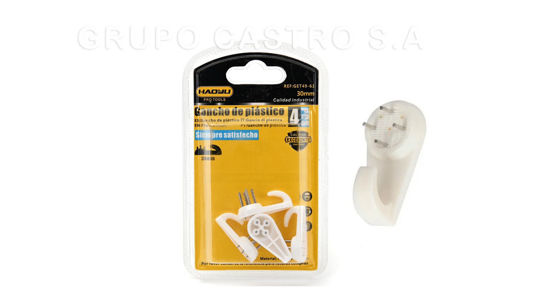 Foto de Gancho Pared Plast 30mm/3cms 4 Pcs HAOYLI Blister GET49-61 (12)