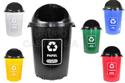 Foto de Basurero 71 Ltrs CJT-t/balancin Negra Tacoplast 65alx48diam