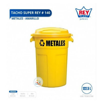 Foto de Tacho Rey #140 c/tapa Logo Metal amarillo 64.5larg,58.3anc,81.3 alt cms 122.5 ltrs TCX012789 (10)