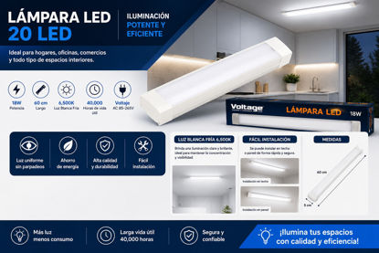 Foto de LAMPARA 20 LED SKLD-20 60CMS VOLTAGE 18WATTS 6500K AC85-265V 40000HORAS