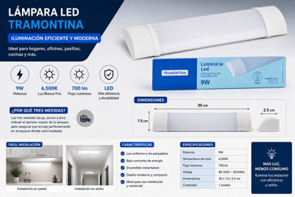 Foto de Lampara Led 9W 6500K 700LM 58027/101 tramontina 30X7.5x2.5cms(20)