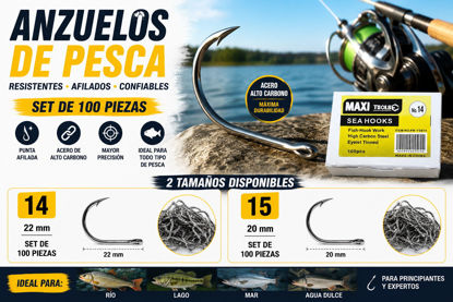 Foto de ANZUELO PARA PESCA  SET 100PCS MAXITOOL