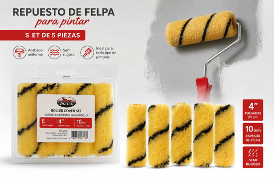 Foto de Repuesto felpa pintar set 5pcs 4"x10 mm semirrugoso 964-04783 (83)