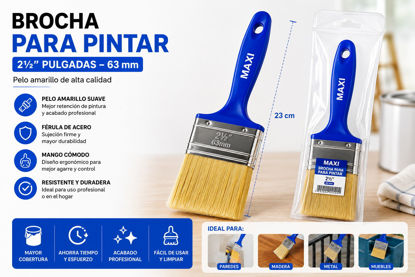 Foto de Brocha p/pintar 2 1/2 " PH-SZ25 Maxi tools pelo amarillo