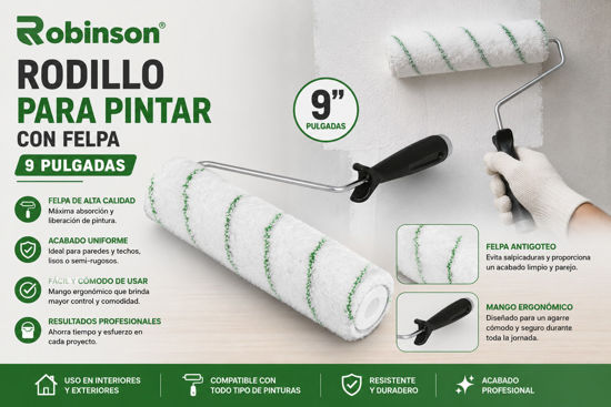 Foto de Rodillo Pintar C/Felpa 9" MBO26015 Robinson (60)