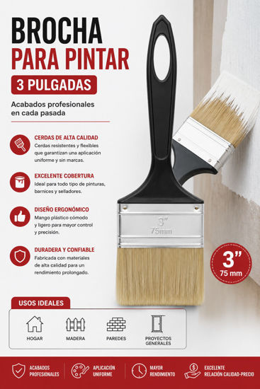 Foto de Brocha p/pintar 3" negro pelo amarillo N21-04807 (70) max motor