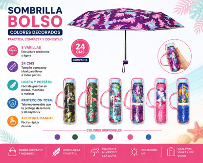 Foto de Sombrilla Bolso Colores Dec GET44-03 24cms (8 varillas) (100)