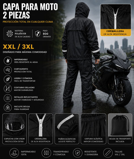 Foto de Capa  Moto 2 piezas Negra O4P3256 Poliester 800grs  XXL/3XL (30)