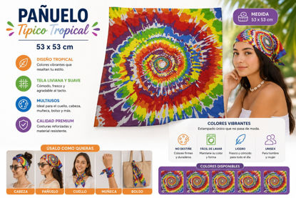 Foto de PAÑUELO TIPICO TROPICAL GET01-02  53X53 cms (600)