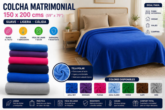 Foto de Colcha Matrimonial OAA2898 150x200 cms Colores (102)