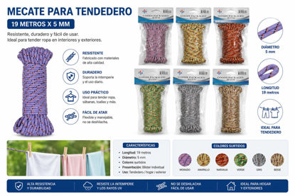 Foto de Mecate para Tendedero Blister 19Mtrs x5mm  GET13-20 #962858 (160)