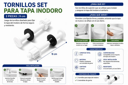 Foto de Tornillos Set 2 pzs p/ tapa inodoro O7I2899 9 cms (600)