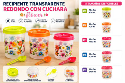 Foto de Recipiente Transp Redondo c/cuchara flower
