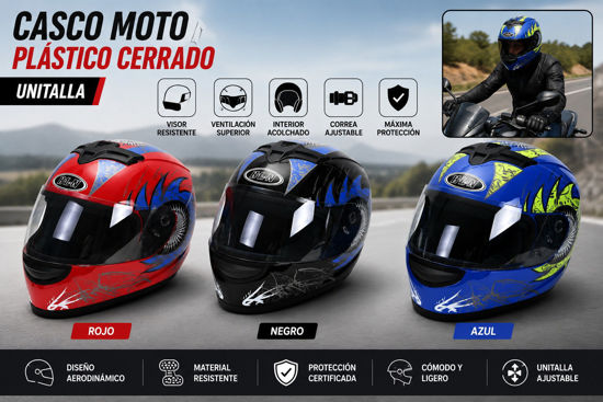Foto de Casco moto Plastico Cerrado 2006  unitalla