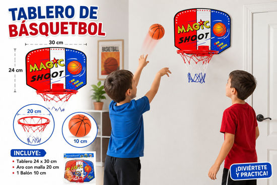 Foto de TABLERO BASKETBALL MAGIC 46-B68452 24x30cms ( 20cms malla y circulo)